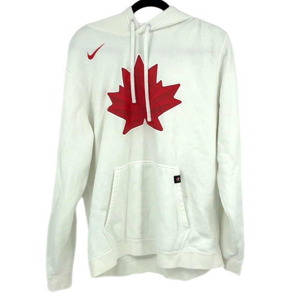 Nike White & Red Basic Pullover Sweatshirt | Long… - image 1